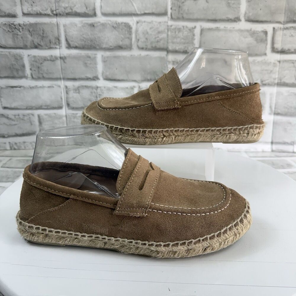 Manebi Women's EU 38-  US 7.5 Brown Suede Jute Sole Flats Espadrille Loafers